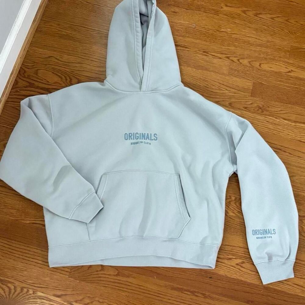 Originals streetwear Men's Large Blue Hoodie comfy loungewear fall gorpcore